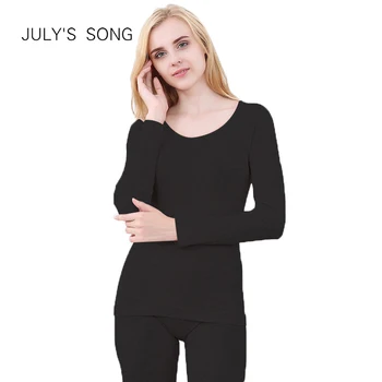 

JULY'S SONG Women Coton Thermal Underwears Ladies Autumn Intimate Pajamas Female Breathable Onesize Warm Underwear