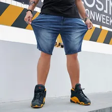 Джинсы мужские летние новые стильные брендовые Синие Большие размеры повседневные джинсовые шорты мужские свободные прямые шорты с пятью точками байкерские джинсы