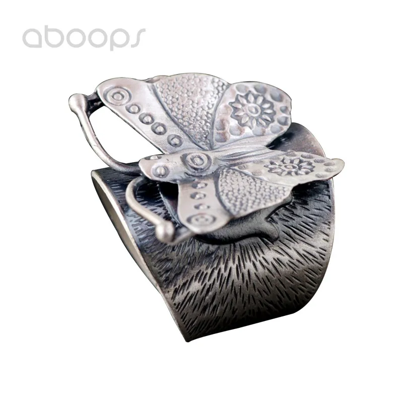 

Vintage Solid 990 Sterling Silver Butterfly Ring for Women Girls Adjustable Free Shipping