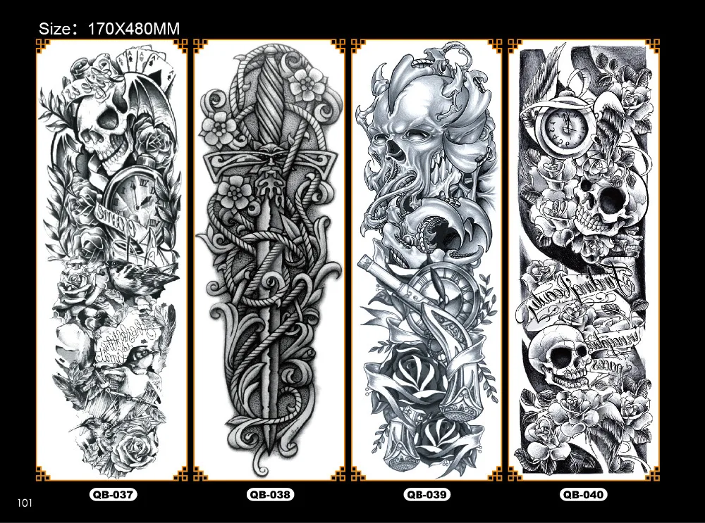 NEW 4 sheets Large Temporary Tattoos Sticker Men Arm Sleeves lelft Shoulder Fake Tattoo Body Art sticker Twinset 3d Fake Totem (13)