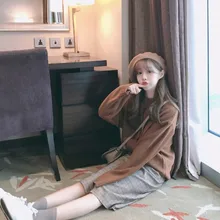 Harajuku плюс размер узкая юбка в Корейском стиле сапоги до колена юбка Для женщин на молнии, с завышенной талией в школе клетчатая юбка-шорты, в винтажном стиле; сезон осень юбка