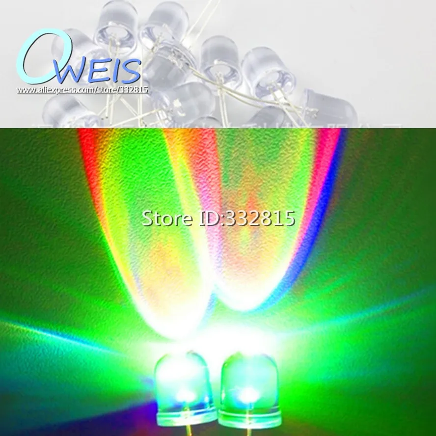 

100PCS F10 F10MM 10MM LED RGB SLOW FLASH (WATER CLEAR) DIP-2 LONG LEG Light Emitting Diode Free shipping