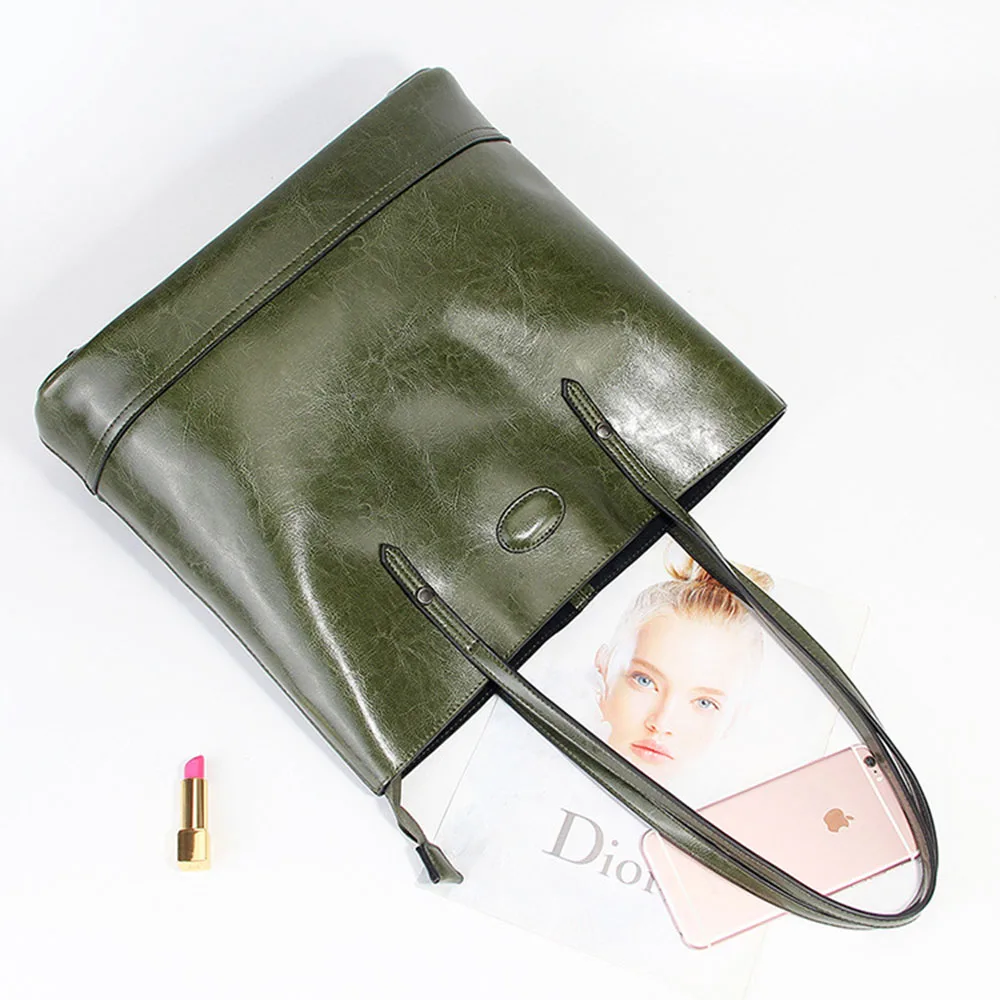 Zency натуральная кожа модная коричневая Женская сумка через плечо Большая вместительная сумка для покупок черная сумка-тоут Высокое качество кошельки - Цвет: Зеленый
