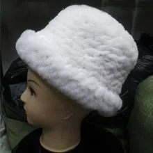 Натуральный меховые шапки для женщин Элегантность зимние теплые трикотажные Сгущает реальную с мехом кролика Шапки черный белый серый мех hatH109