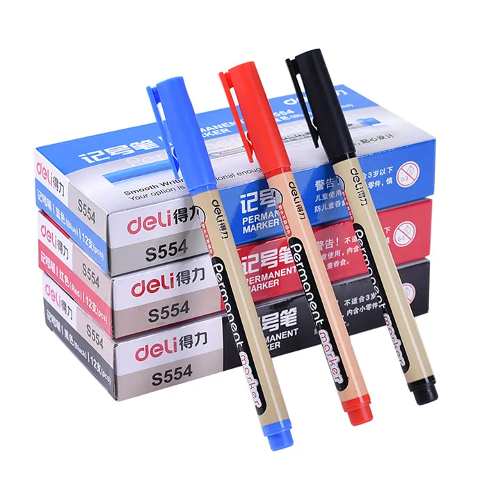 Deli Fast Dry Permanent Oil Marker Pens For Tires CD Fabric Waterproof Drawing Signature Greeting Card Calligraphy Graffiti Pen  (21)