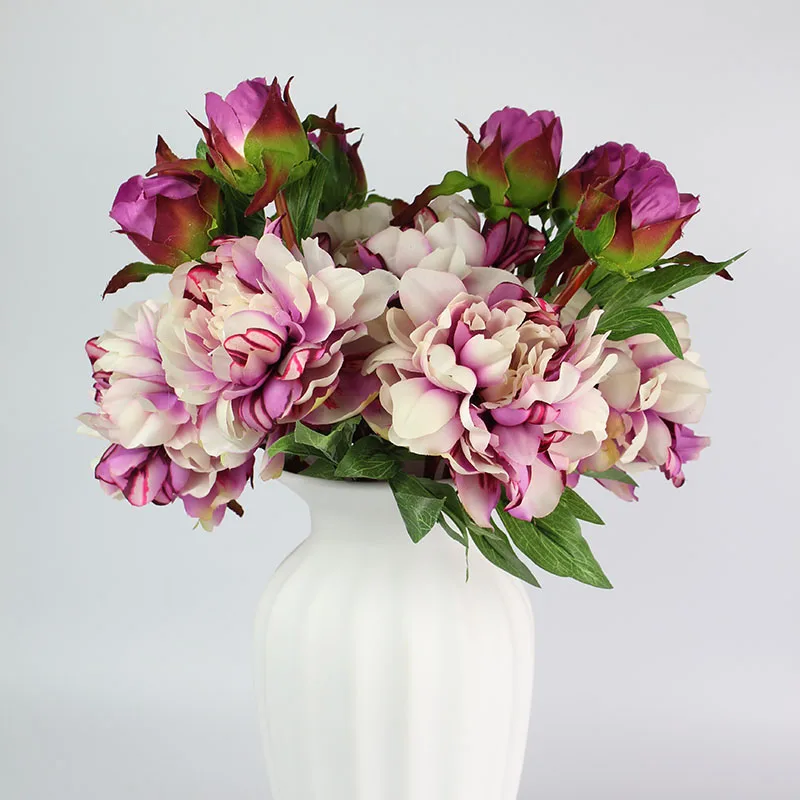 6 Pieces Fabric Cloth Flower Home Decoration Silk Flower Peonysilk