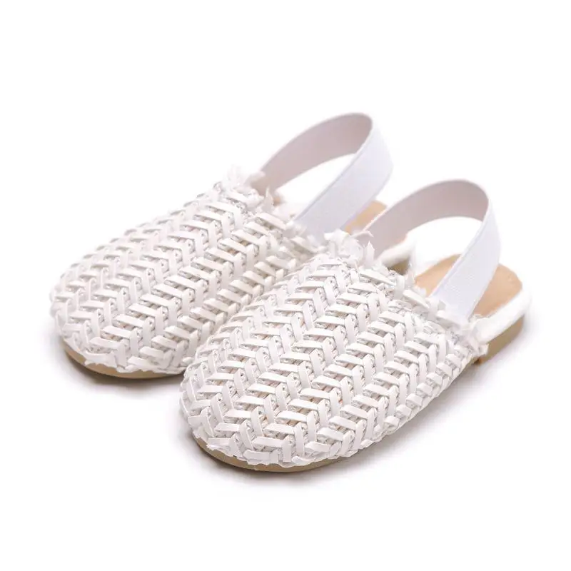 Летние детские сандалии, детская пляжная обувь модные кожаные сандалии для маленьких мальчиков и девочек мягкие Нескользящие Детские повседневные тапки - Цвет: White