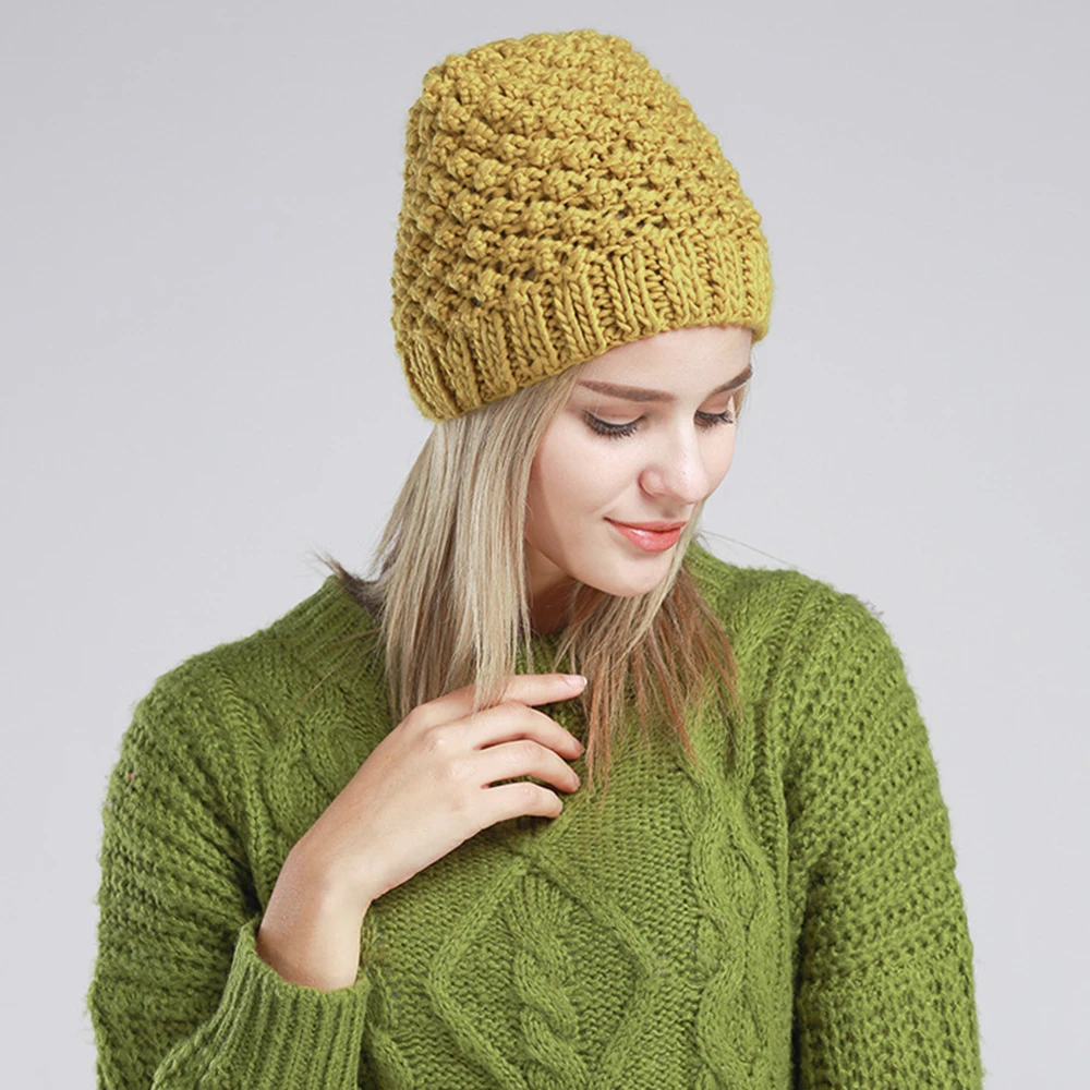 

Winter Hats for Women Skullies Couples Beanie Hat Winter Hats Warm Knitted Beanie Hat Cap for Girls Yellow Colors
