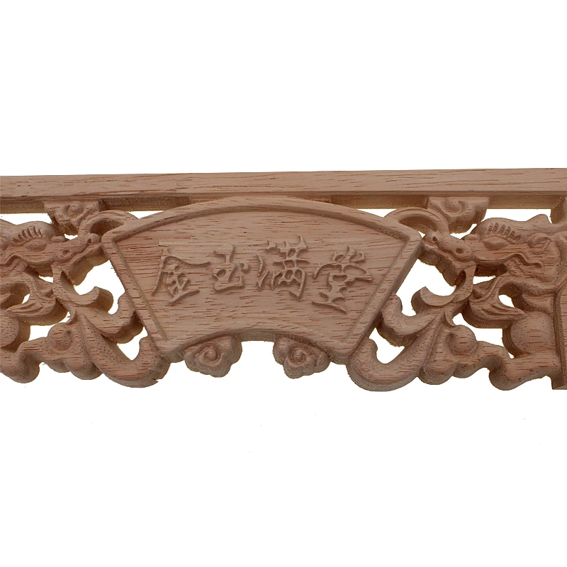 RUNBAZEF Dragon chinois bouddha décoration sculpté bois sculpté coin Applique porte armoire meubles Figurines bois Appliques - 4