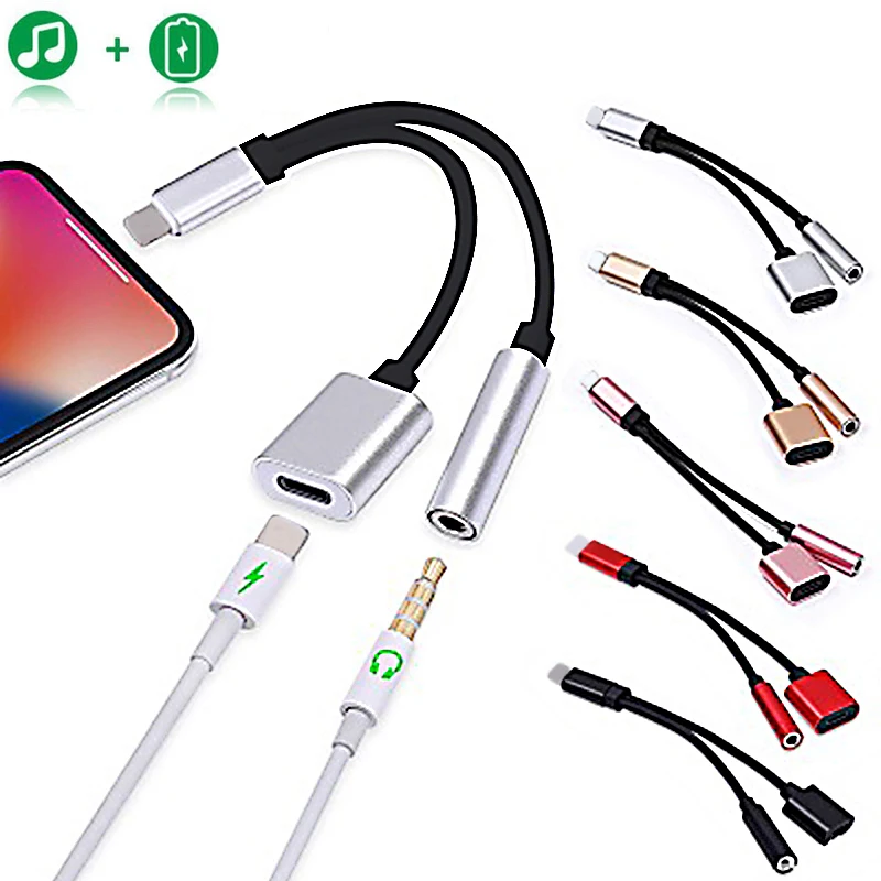 2 IN 1 Dual USB Earphone Splitter Audio Adapter For iphone X 7 8 Plus