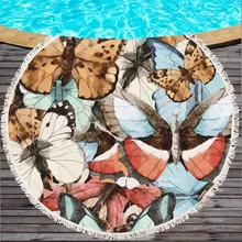 

round shape beautiful butterfly series Beach Tour high quality towels and carpets, microfiber beach towel 150cm * 150cm