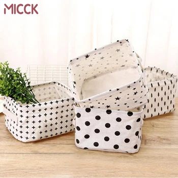 

MICCK Fabric Storage Basket For Toy Laundry Basket Office Desktop Organize With Handle Folding Storage Box Stationery Container
