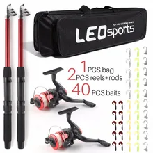 Новинка, телескопическая удочка, комбинированный набор, 2 шт., спиннинговые складные удочки, 2 шт., спиннинговые Катушки с сумкой, идеальный рыболовный комплект