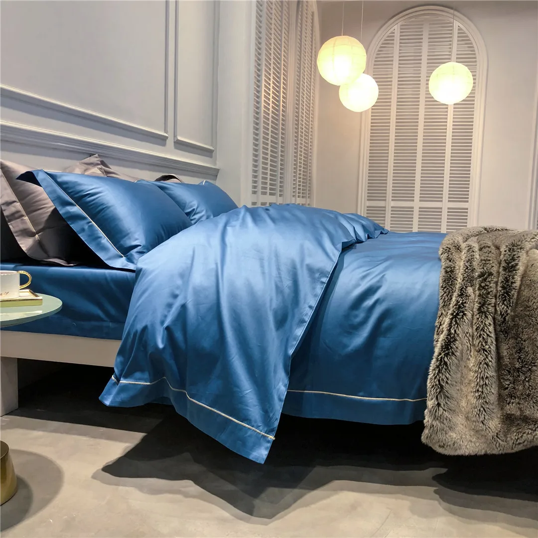 

100s high-end long-staple cotton comfortable bedding set RUIYEE simple king size bed sets of duvet cover sheets pillowcase