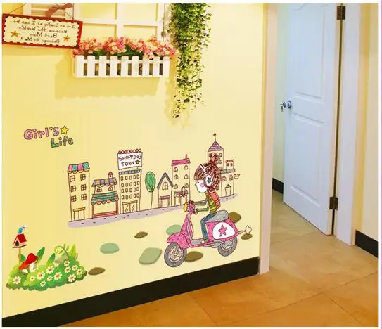 Выдувание Одуванчик девочка детская комната домашнего украшения настенные наклейки на стену