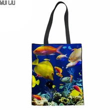 Для женщин белье пляжная сумка инфауны печати многоразовый хозяйственная сумка женская сумка через плечо для девочек-подростков, школьная сумка повседневная сумка