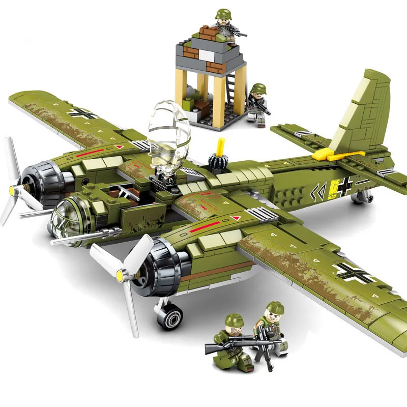 

Army Ju-88 Bomber Fighter airforce legoinglys Military ww2 German Aircraft Minifigs Soldiers Figures Building Blocks Toys Gift