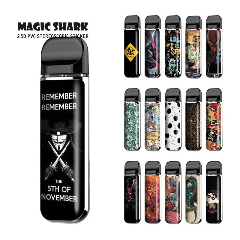

Magic Shark Toroto Cherry Skull GTA Mario Evil Crayon Shinchan V-Vendetta Wrap Film Case Cover Sticker for Smok Novo 131-150