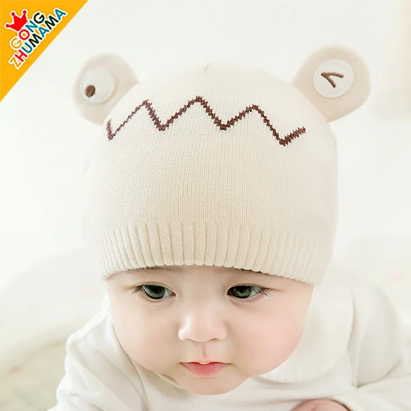 KACAKID Официальный магазин унисекс вязаная милая детская шляпа удобная для мальчиков и девочек вязаная милая детская шляпа мультяшный вязаный для новорожденных шляпа 5351