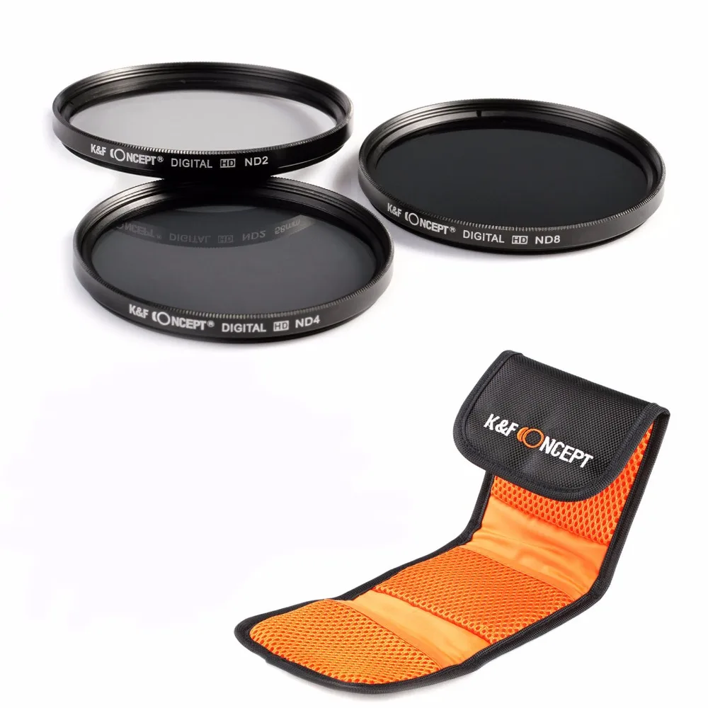 K&F Concept 72mm ND2 ND4 ND8 Lens Accessory Filter Kit Netral Density Filter For Canon 7D 60D Sony A77 NEX 5 DSLR Cameras