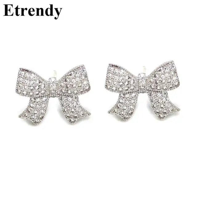 Etrendy Rhinestone Bow Shaped Stud Earrings For Women Bijoux New Etrendy Rhinestone Bow Shaped Stud Earrings For Women Bijoux New Fashion Jewelry Whole Cute Gift