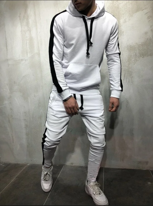 Zogaa 2019 New Spring Men Sets Fleece Cotton Sweatshirt + Pants Male Tracksuit Warm Sporting Suit Malechandal Hombre Sportswear