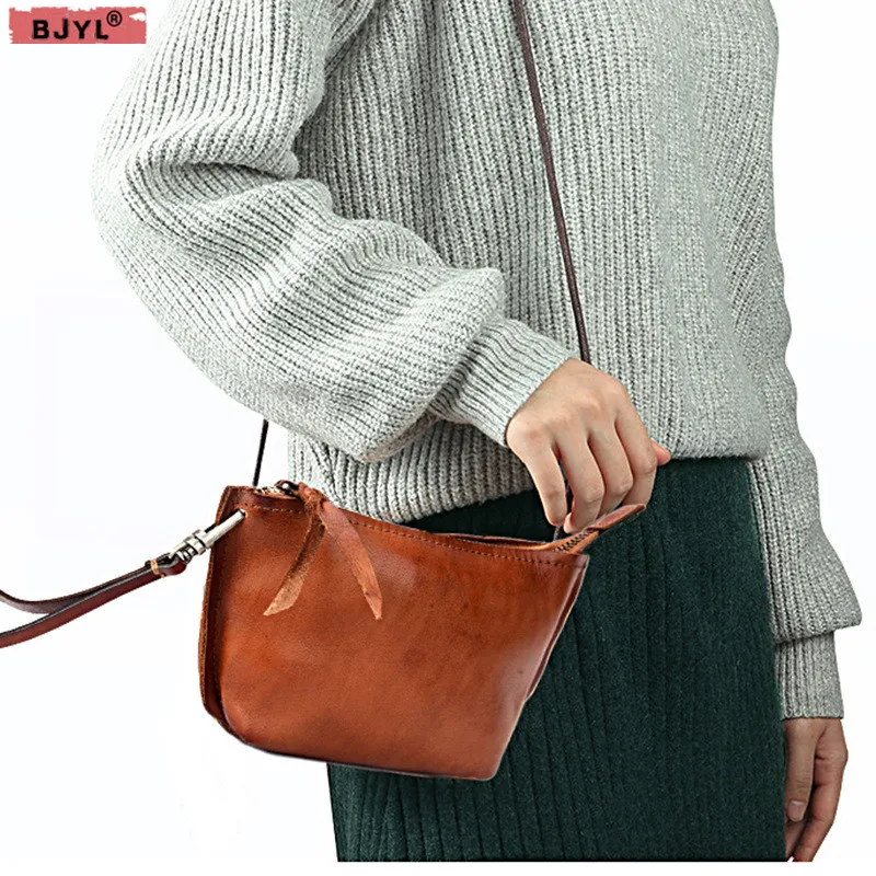 

BJYL tree cream leather suede leather Women Messenger bag small square bag female shoulder vegetable tanned handbag