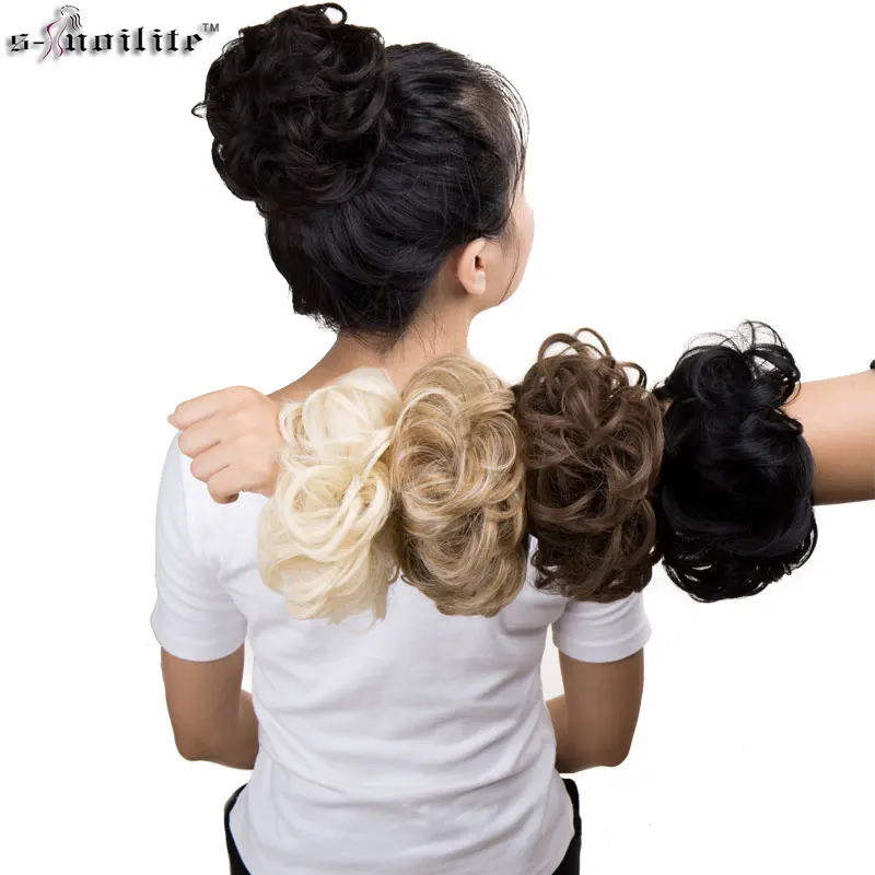 

S-noilite Synthetic Hair Chignons Elastic Scrunchie Extensions Hair Ribbon Ponytail Hair Bundles Updo Hairpieces scrunchie