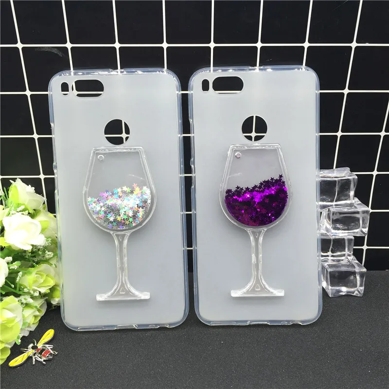 

New Thick Dynamic Liquid Phone Cases for Xiaomi Mi 5X Mi5X / Mi A1 Sequins Soft Silicon Back Cover Sand Capa Coque Cute Red Cup