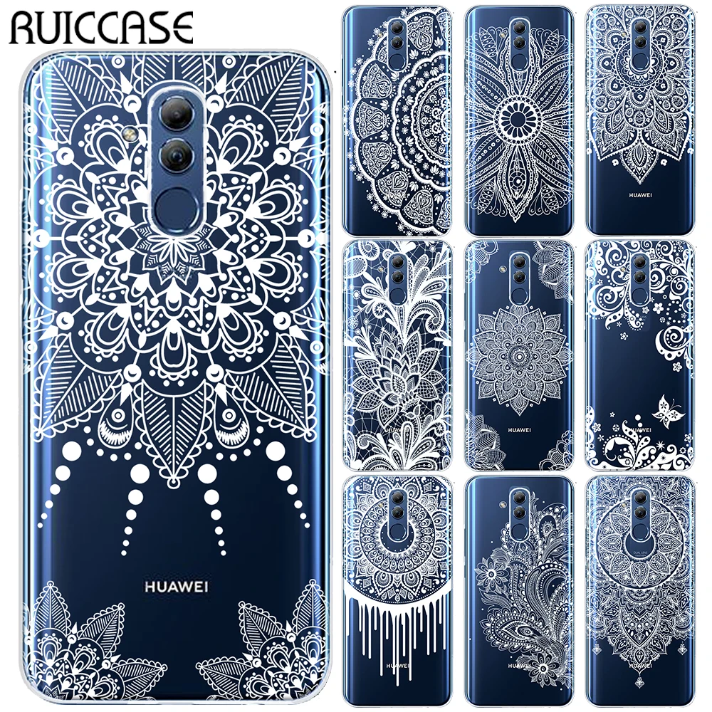 Белые пикантные цветочный Мягкие TPU чехол для huawei Коврики 10 20 Lite Pro Honor 9 8X 8C 7A Y6 2018