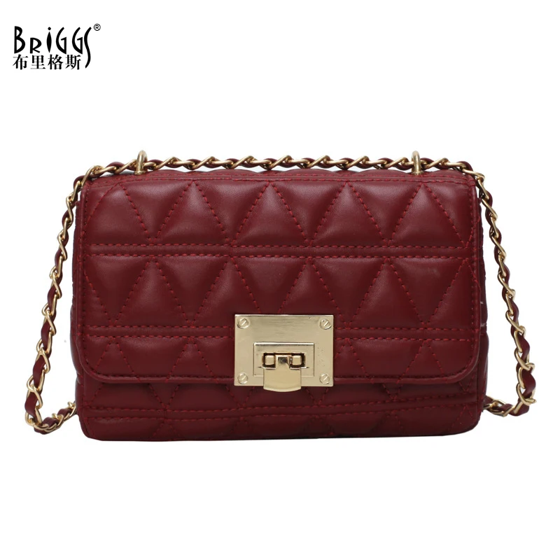 

BRIGGS Fashion Women Messenger Bag Quality Leather Women's Flap Bag Chain Strap Female Shoulder Bags Small Crossbody Bags Lady