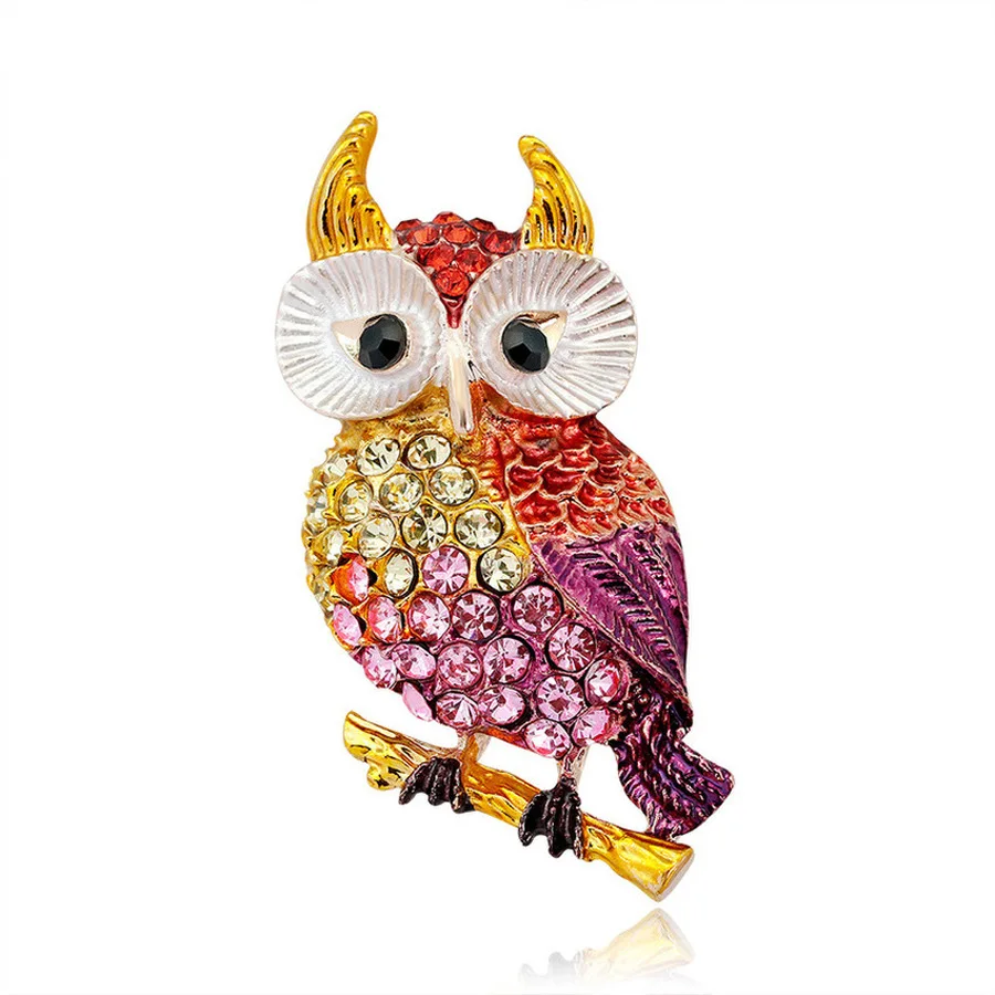 

Girl Brooch Retro Rhinestone Cartoon Funny Owl Brooches Pins for Women Men Cute Animal Bird Corsage Accessories