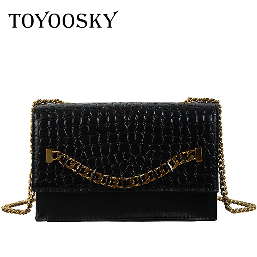 

TOYOOSKY Fashion Alligator Flap Bags For Women Stone Pattern Chain Shoulder Bag PU Leather Crossbody Messenger Bag Wholesale