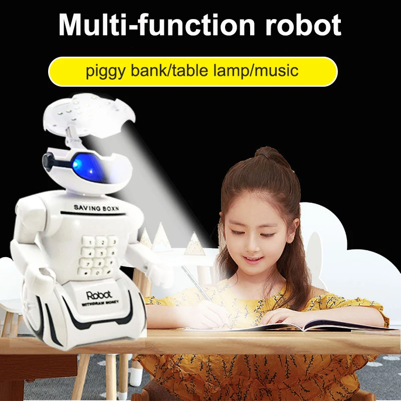Холодный симулятор робот настольная лампа робот Крытый настольная лампа музыка обучающая белая светодио дный электрическая робот Копилка
