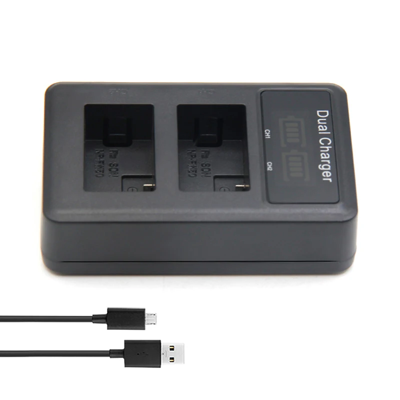 

LCD USB Dual Charger NP-FW50 NP FW50 NPFW50 Battery Charger for Sony Alpha a6500 a6300 a7 7R a7R a7R II a7II NEX-3 NEX-5 Camera