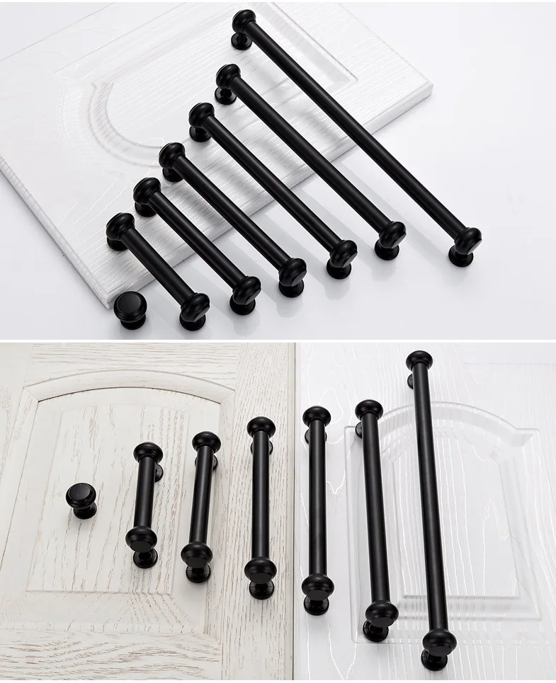 2pcs/lot Matte Black Antique Rural Furniture Handle Knob Pulls Bar Closet Chest Wardrobe