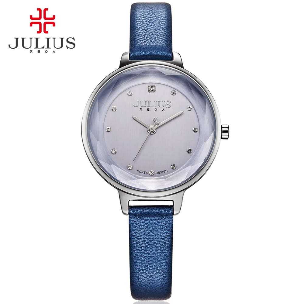 Kopen JULIUS Horloges Vrouwen Mode Horloge 2018 Nieuwe Elegante Jurk Lederen Band Ultra Slim 8mm Japanse Quartz Movt Polshorloge JA 935