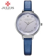 JULIUS Montres Femmes Montre De Mode 2017 Nouvelle Robe Élégante Bracelet En Cuir Ultra Mince 8mm Japonais Quartz Movt Montre-Bracelet JA-935