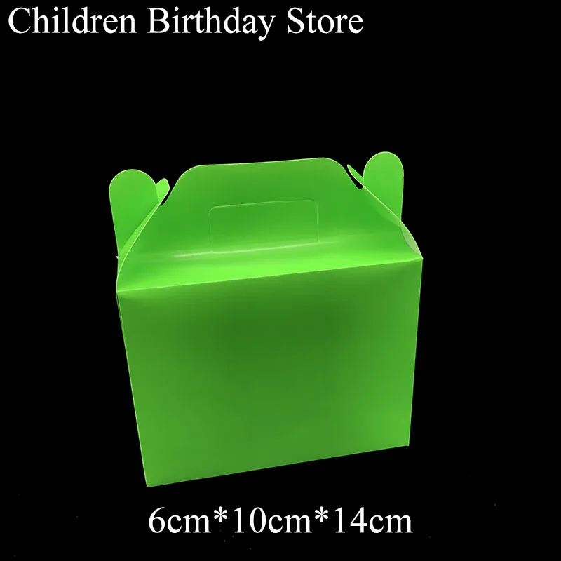

6pcs/lot Fluorescent green theme candy boxes solid color gift boxes light green candy boxes plain color theme gift boxes