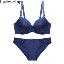 Комплект нижнего белья пуш-ап для женщин большой размер кружева на косточках наборы бюстгальтер+ трусы сексуальное женское белье трусики женское нижнее белье C D чашка