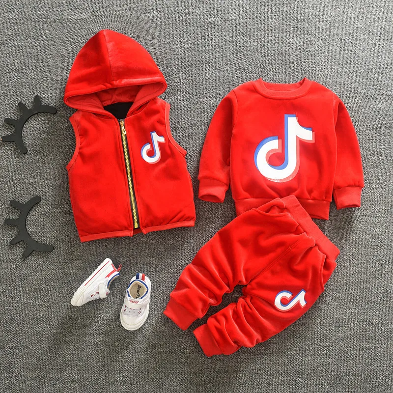 

Baby Clothes 2018 Autumn Winter Children Toddler Girl and Boys Velvet Clothing Set 3 Pcs Long Sleeves Warm Suit for The Boy