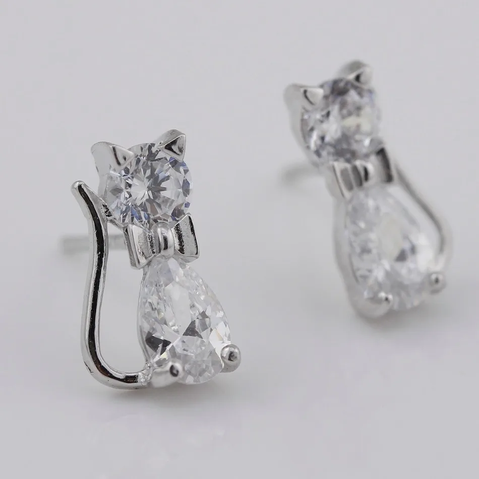 Женские серьги гвоздики из серебра 925 пробы с фианитом|cz stud earrings|stud earrings925 sterling |