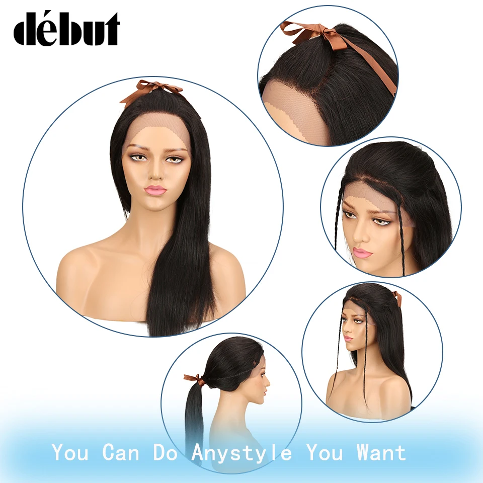 Debut Wig Human Hair Lace Front Human Hair Wigs Brazilian Straight Remy Wigs For Black Women 4*4 U Part 26 Inch Long Wig -
