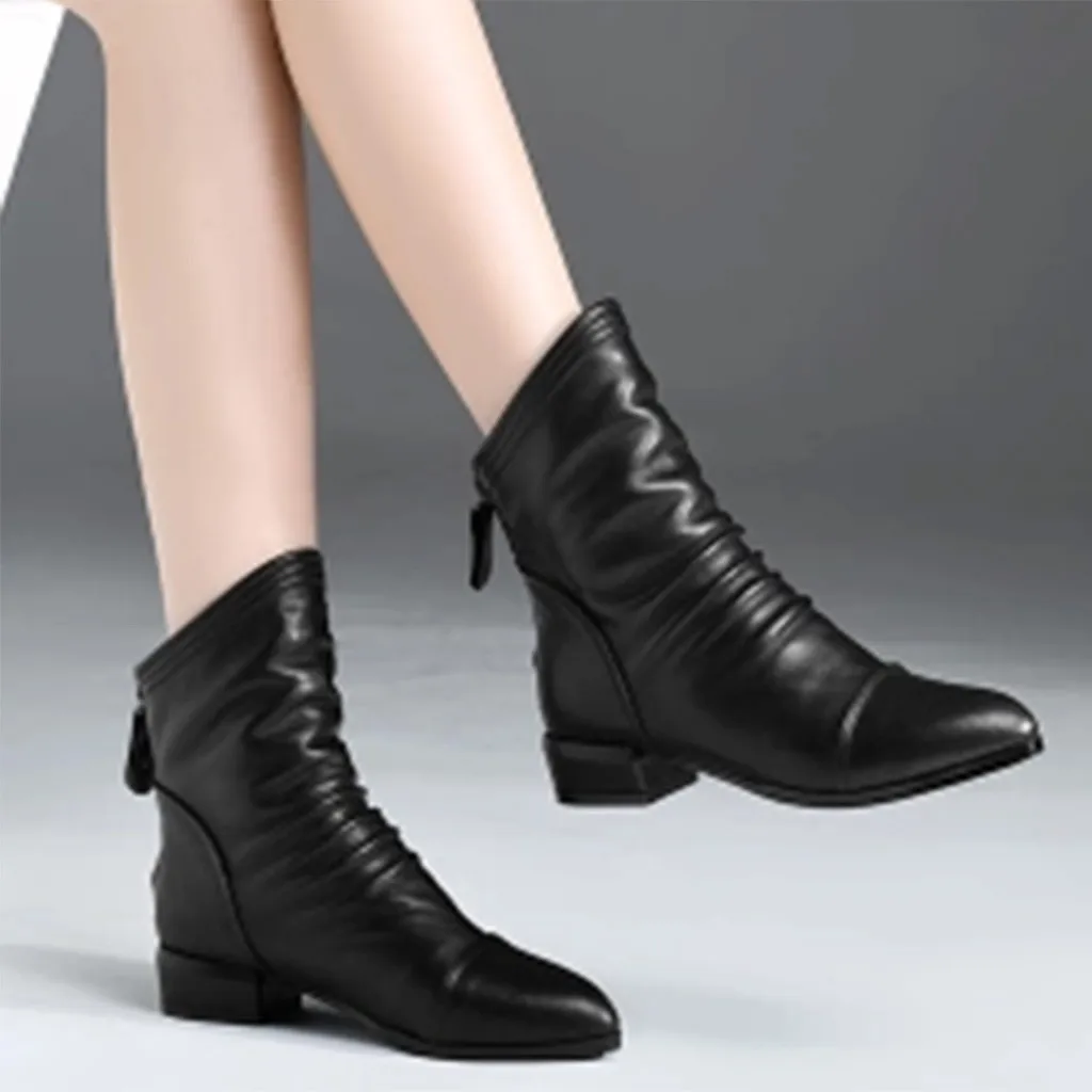 Женские короткие ботинки черные осенние кожаные ботинки стильные свадебные вечерние ботильоны на низком каблуке рабочие ботинки на молнии сзади в стиле ретро
