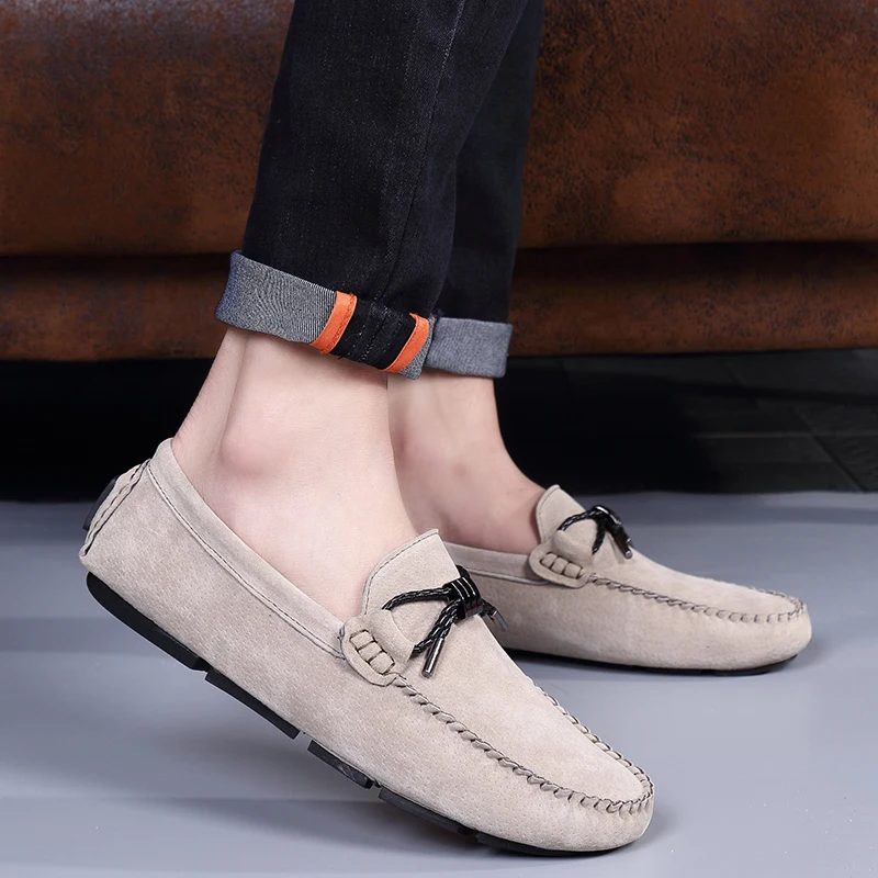 Conduite Homme Décontractée rouge Chaussures Mocassins Mâle Confortable gris Cuir Vache Respirant Hommes Appartements Loveontop 2019 De kaki Slip Suede on En Noir Tqp6axY4