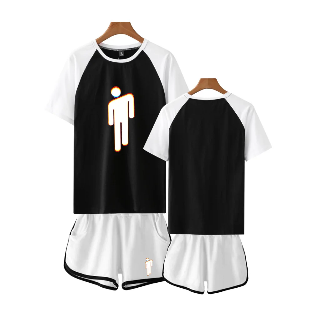 

Trendy explosion 3D ladies suit Billie eilish 3D printing sexy suit Fashion women's casual suit T-shirt+shorts new women suit