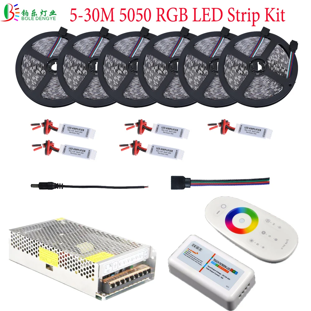30 м 5050 RGB Светодиодная лента Водонепроницаемая Диодная 10 25 20 15 + контроллер 2 4 г RF
