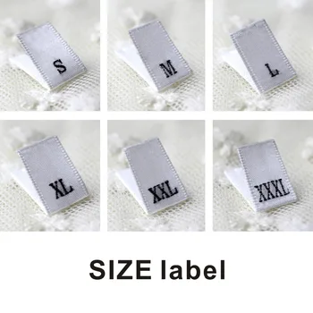 

White size label in stock garment satin woven size labels with Cut and Fold (S-XXXL), Soft Clothing/Scarf Tags 500 pcs