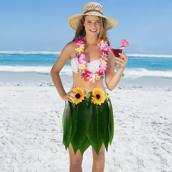 

Besegad Hawaiian Simulation Leaf Grass Hula Skirt for Adults Boys Girls Beach Island Themed Events Party Stage Performance
