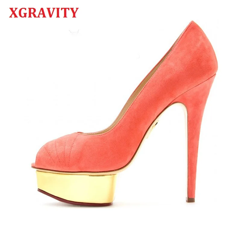 

XGRAVITY 2020 Summer Open Toe Shoes Ladies Elegant Sexy High Heel Pumps Women High Heels Sandals Female Platform Footwear A007